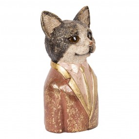 26PR5096 Decorative Figurine Cat 23 cm Brown Artificial Leather Metal