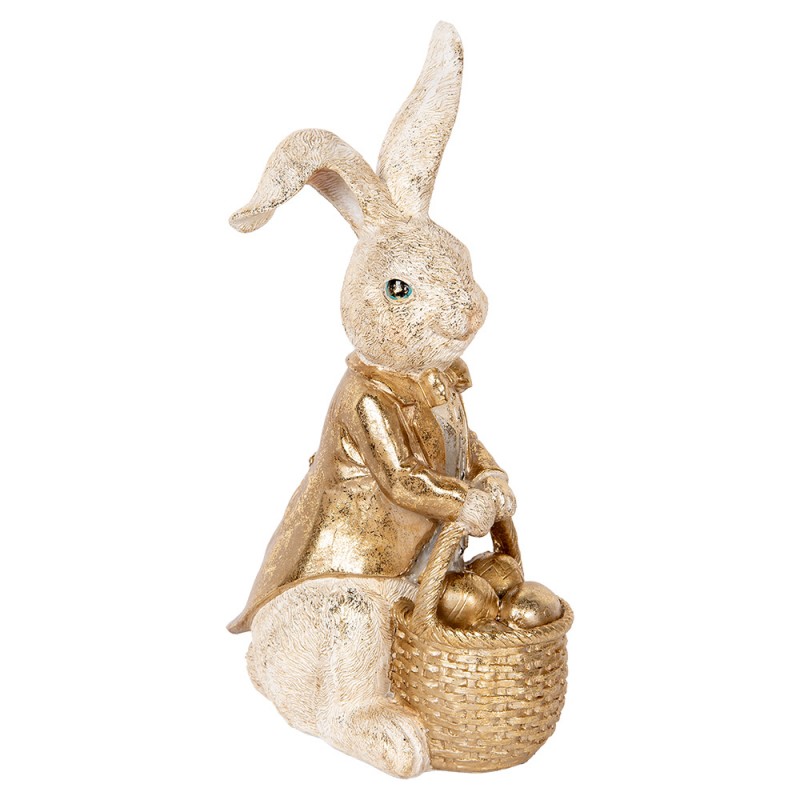 6PR5134 Figurine décorative Lapin 51 cm Beige Couleur or Plastique