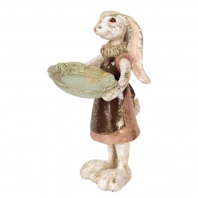 26PR5136 Dekorationsfigur Kaninchen 29 cm Weiß Goldfarbig Kunststoff