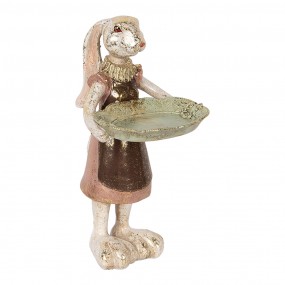 26PR5136 Dekorationsfigur Kaninchen 29 cm Weiß Goldfarbig Kunststoff