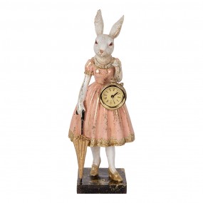 26PR5138 Figurine décorative Lapin 34 cm Blanc Rose Plastique