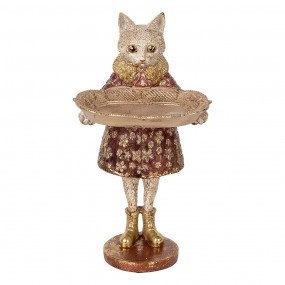 26PR5142 Dekorationsfigur Katze 27 cm Beige Goldfarbig Kunststoff