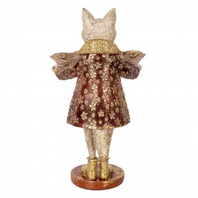 26PR5142 Decorative Figurine Cat 27 cm Beige Gold colored Plastic