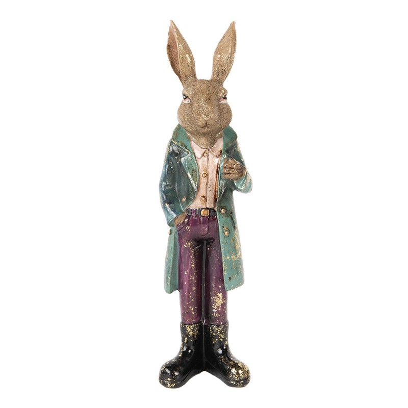 6PR5486 Figurine décorative Lapin 24 cm Marron Plastique