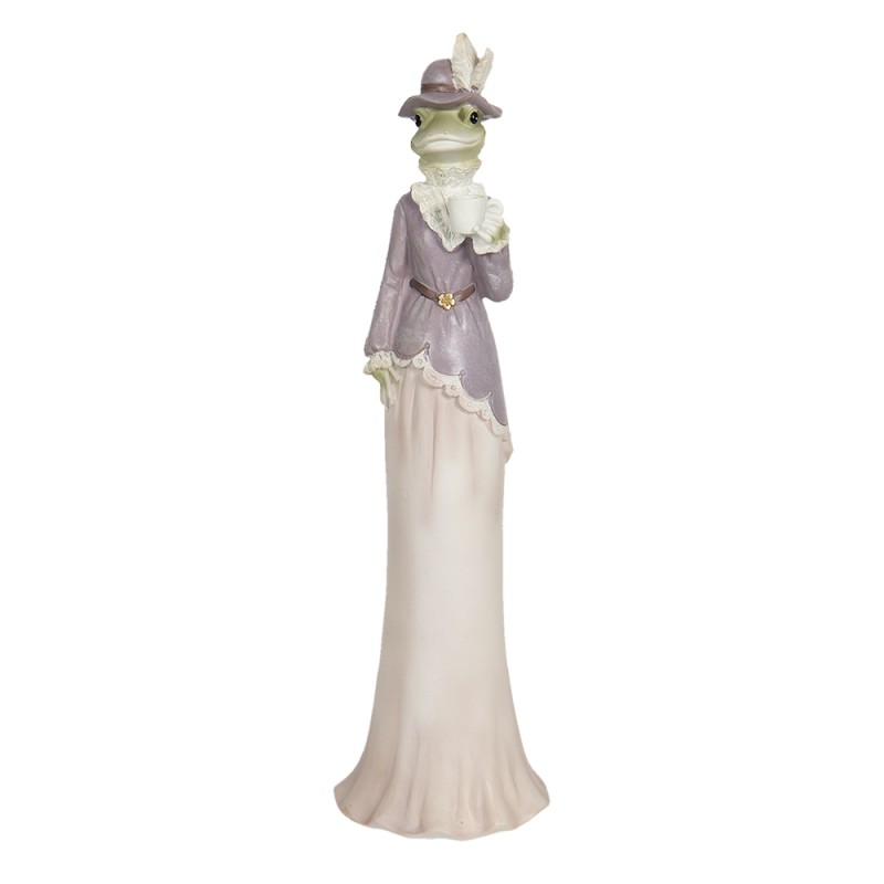 6PR3188 Figurine Grenouille 7x7x32 cm Beige Violet Polyrésine