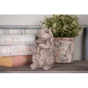 26TE0560 Figurine décorative Lapin 15 cm Gris Pierre