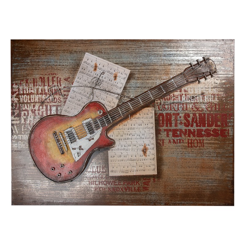 5WA0205 3D Schilderijen metaal 100x75 cm Oranje Metaal Gitaar 5WA0205 3D Schilderijen metaal 100x75 cm Oranje Metaal Gitaar