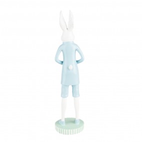 26PR5198 Statuetta decorativa Coniglio Ø 10x40 cm Bianco Blu  Plastica