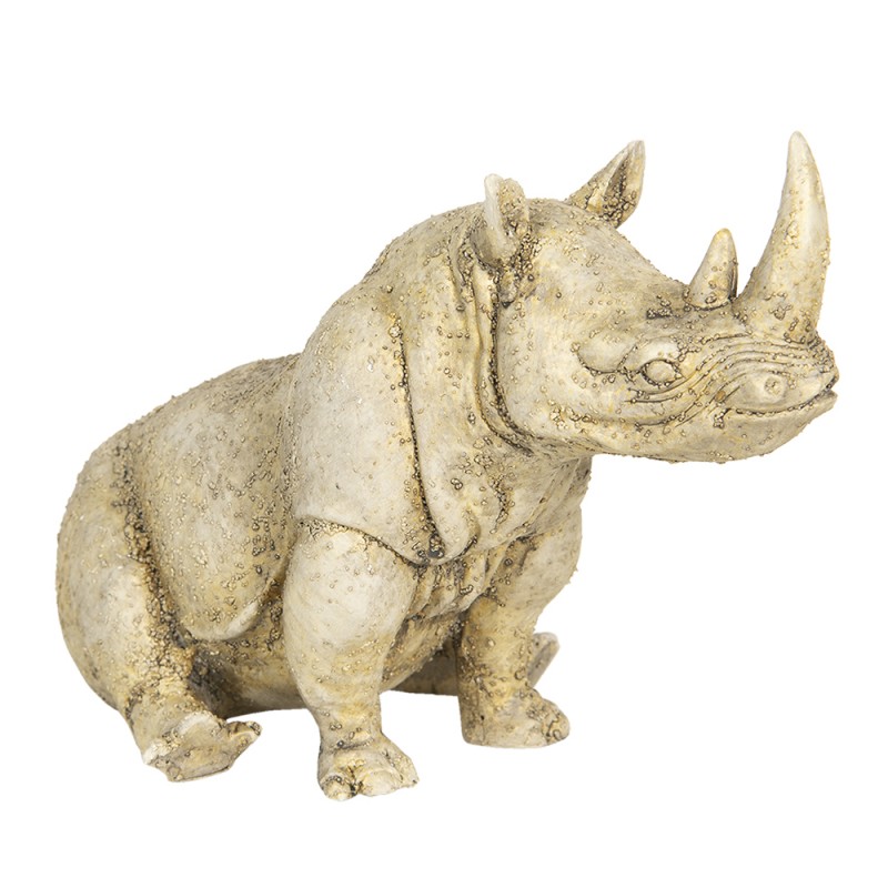 6PR3198 Statuetta Rinoceronte 32x17x20 cm Beige Poliresina Rinoceronte Accessori per la casa