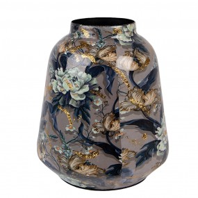 265887 Vase Ø 15x18 cm Noir Gris Métal Fleurs