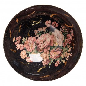 265897 Scodella decorativa 21x20x8 cm Color oro Nero Metallo Fiori