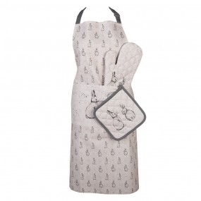 2BNS45 Manique 20x20 cm Beige Gris Coton Lapin Carré