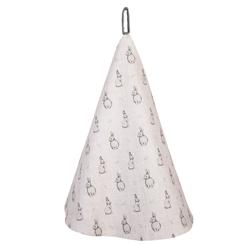 BNS48 Torchon Ø 80 cm Beige Gris Coton Lapin Rond