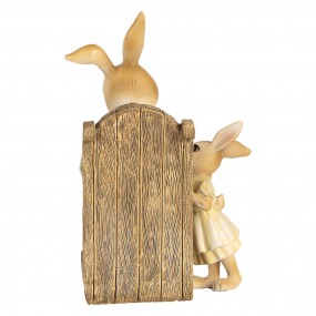 26PR5454 Decorative Figurine Rabbits 12x11x17 cm Beige Plastic