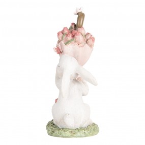 26PR5458 Decorative Figurine Rabbit 15 cm White Pink Plastic