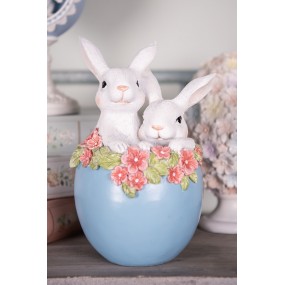 26PR5218 Decorative Figurine Rabbit 13x12x20 cm White Blue Plastic