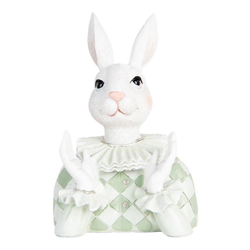 6PR5460 Figurine décorative Lapin 16 cm Blanc Vert Plastique 6PR5460 Figurine décorative Lapin 16 cm Blanc Vert Plastique