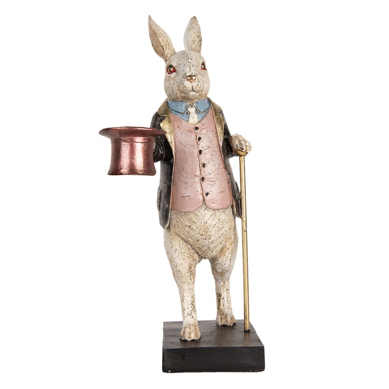 6PR5514 Decorative Figurine Rabbit 33 cm Beige Grey Plastic