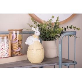 26PR5129 Bol de décoration Œuf 11x10x20 cm Jaune Blanc Plastique Lapin