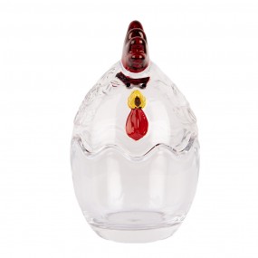 26GL4996 Glastopf Huhn Ø 6x9 cm Transparant Glas
