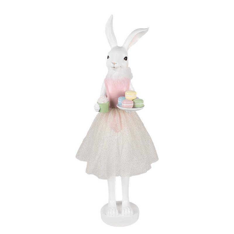 5PR0151 Figurine décorative Lapin 76 cm Blanc Plastique Macarons