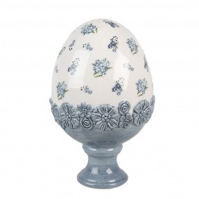 26CE2038 Statuetta decorativa Uovo Ø 12x19 cm Bianco Blu  Ceramica