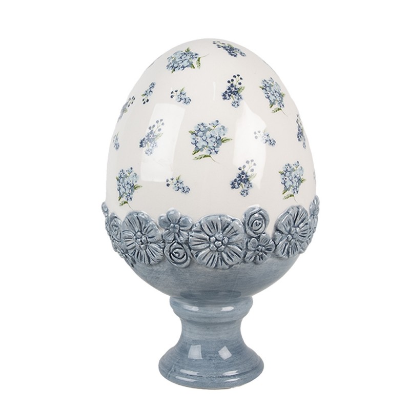 6CE2038 Statuetta decorativa Uovo Ø 12x19 cm Bianco Blu Ceramica 6CE2038 Statuetta decorativa Uovo Ø 12x19 cm Bianco Blu Ceramica