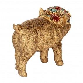 26PR5082 Decoratie Beeld Varken 20x7x13 cm Goudkleurig Kunststof