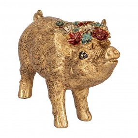 26PR5082 Decoratie Beeld Varken 20x7x13 cm Goudkleurig Kunststof