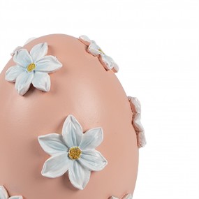 26PR5215 Statuetta decorativa Uovo Ø 11x13 cm Rosa Plastica Fiori