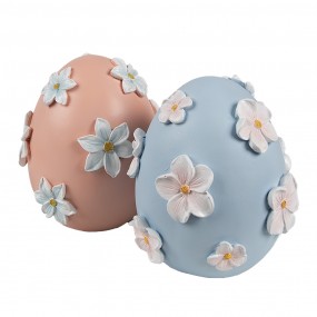 26PR5215 Statuetta decorativa Uovo Ø 11x13 cm Rosa Plastica Fiori