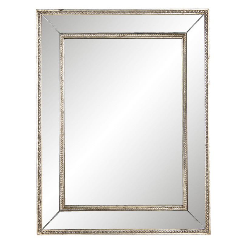 52S225 Spiegel 40x50 cm Silberfarbig Holz Rechteck Großer Spiegel