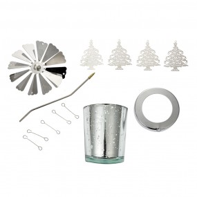 266003 Portacandela Ø 8x17 cm Color argento Vetro Metallo Alberi di Natale