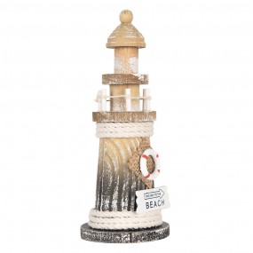 26H2405 Statuetta decorativa Faro Ø 8x19 cm Marrone Prodotto in legno