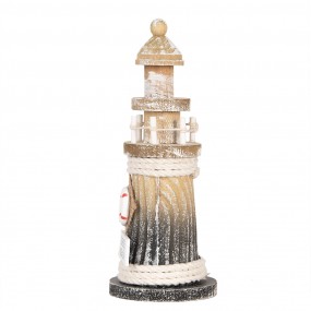26H2405 Statuetta decorativa Faro Ø 8x19 cm Marrone Prodotto in legno