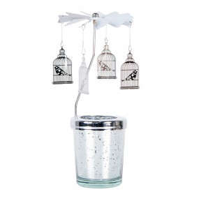 266082 Tealight Holder Ø 8x17 cm Silver colored Glass Metal