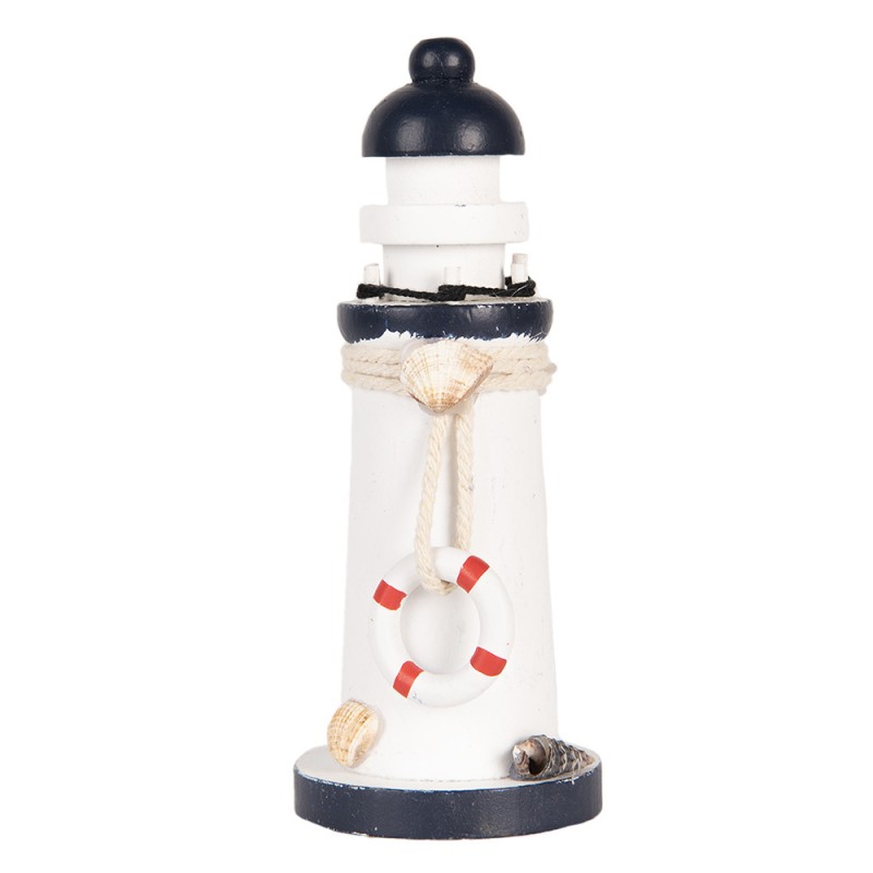 6H2406 Decoratie Vuurtoren Ø 6x15 cm Wit Blauw Houtproduct 6H2406 Decoratie Vuurtoren Ø 6x15 cm Wit Blauw Houtproduct