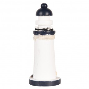 26H2406 Décoration Phare Ø 6x15 cm Blanc Bleu Produit en bois
