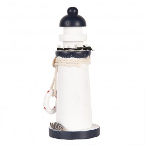 26H2406 Décoration Phare Ø 6x15 cm Blanc Bleu Produit en bois