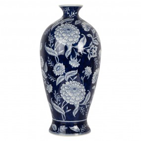 26CE2087 Vase Ø 21x42 cm Blau Weiß Keramik Blumen