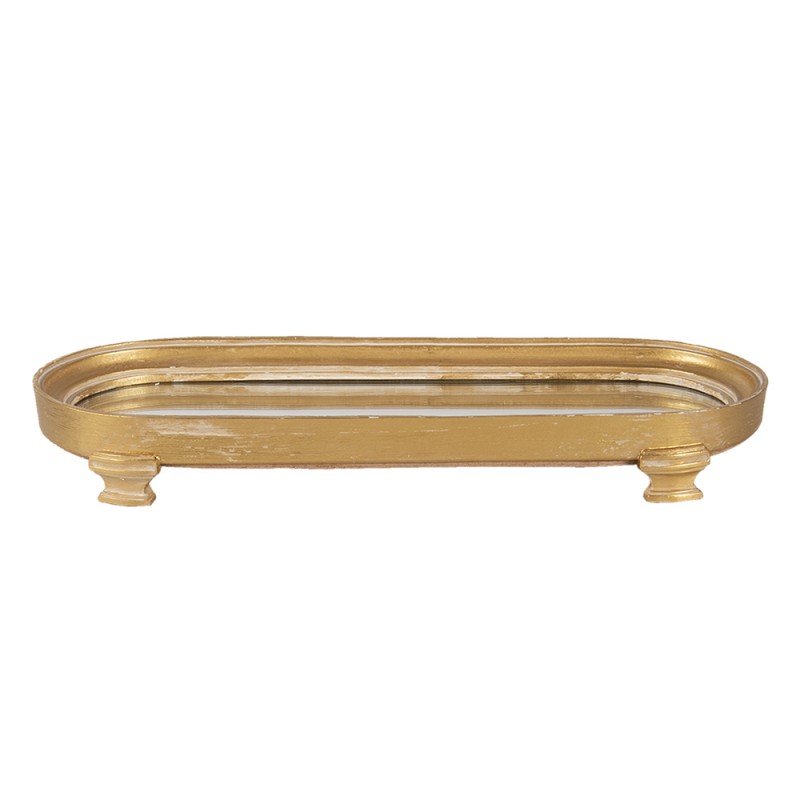 6PR3236 Scodella decorativa 36x13x4 cm Color oro Plastica Ovale Vassoio da portata