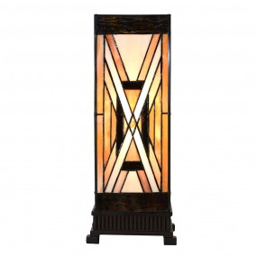 25LL-6359 Lampe de table Tiffany 17x17x44 cm Marron Verre Plastique