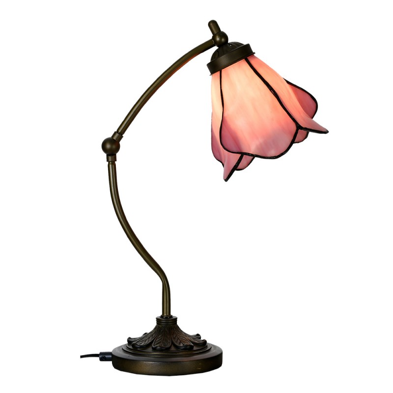 5LL-6369 Lampe de table Tiffany 26x19x50 cm Rose Verre Métal 5LL-6369 Lampe de table Tiffany 26x19x50 cm Rose Verre Métal