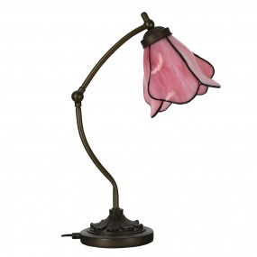 25LL-6369 Lampe de table Tiffany 26x19x50 cm Rose Verre Métal