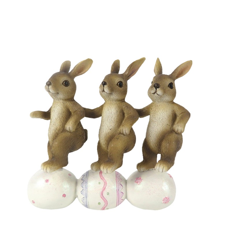6PR3250 Figurine Rabbit 14x5x13 cm Brown White Polyresin Home Accessories