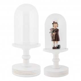 26GL5059W Campana di vetro Ø 14x34 cm Bianco Legno Vetro