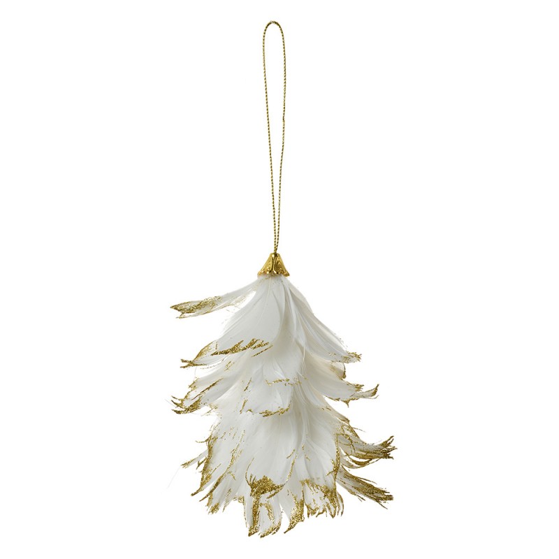 66146W Decoratie Hanger Bloem 14x11x7 cm Wit Veren 66146W Decoratie Hanger Bloem 14x11x7 cm Wit Veren