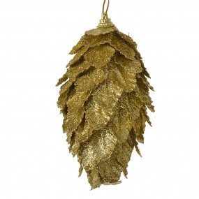 266173GO Decorative Pendant Flowers Ø 7x13 cm Gold colored Plastic