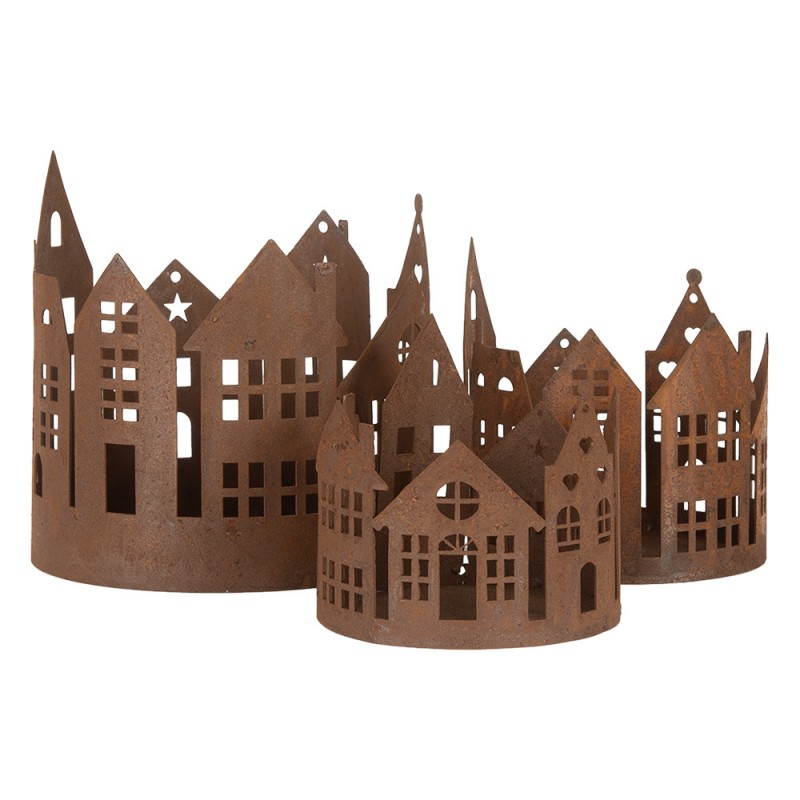 6Y5784 Statuetta decorativa set di 3 Casa Ø 16/ Ø 11 / Ø 10 cm Marrone Metallo 6Y5784 Statuetta decorativa set di 3 Casa Ø 16/ Ø 11 / Ø 10 cm Marrone Metallo