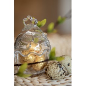 26GL4943 Glastopf Huhn Ø 6x9 cm Transparant Glas